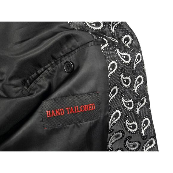 Mens Leonardi Blazer Size 3X Paisley Gray White Double Back Vent - Picture 7 of 11